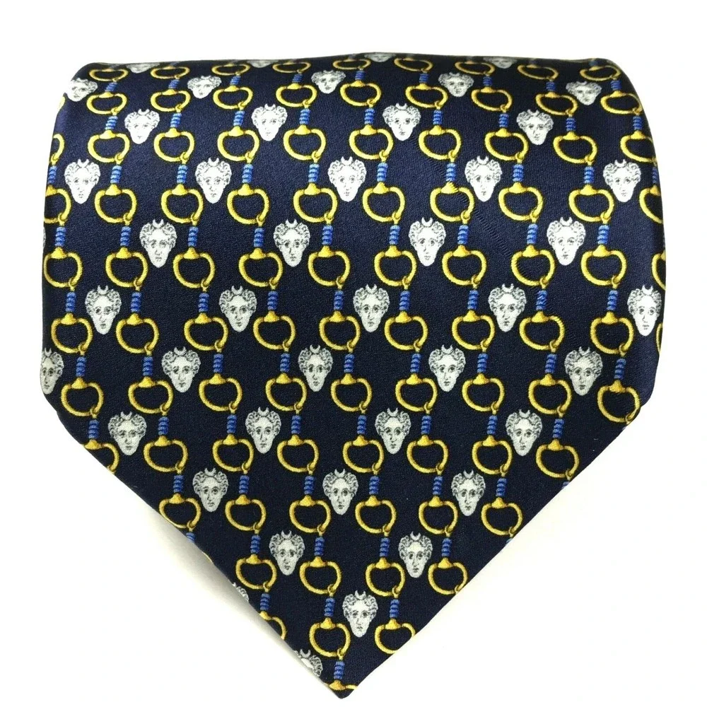 Sinsabang Tie Royal Queen Chains Blue Pure Silk Men's Necktie Made in Korea